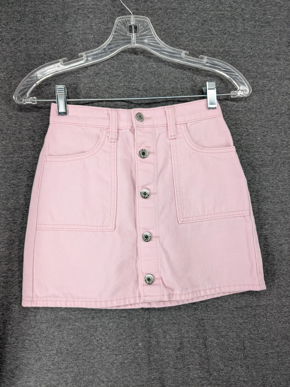 Girl's Old Navy Pink Button-Front Denim Skirt